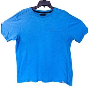 Free Planet Mens XL Blue Slub Knit Cotton Pocket T-Shirt Short Sleeve Tee